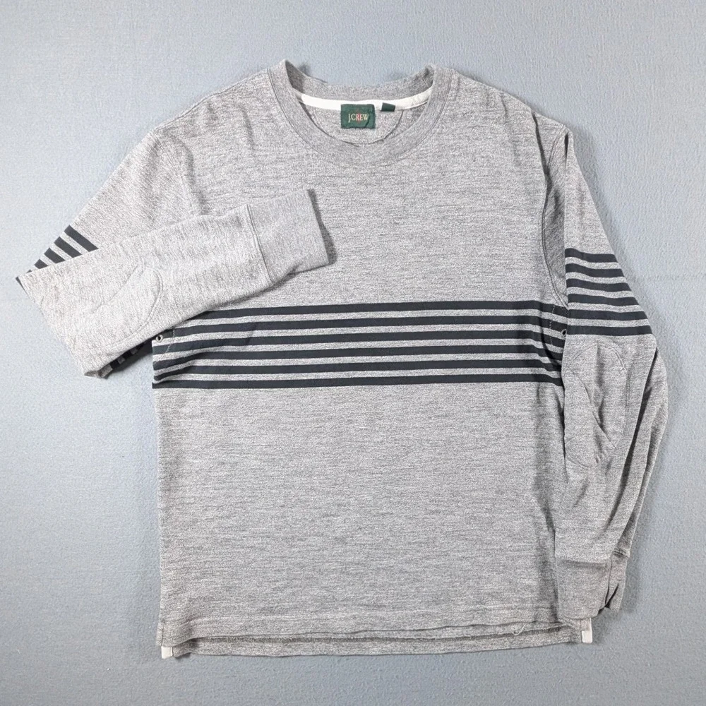 J. Crew Oarsman Rugby Long Sleeve Shirt Mens Medium Striped Elbow Patches